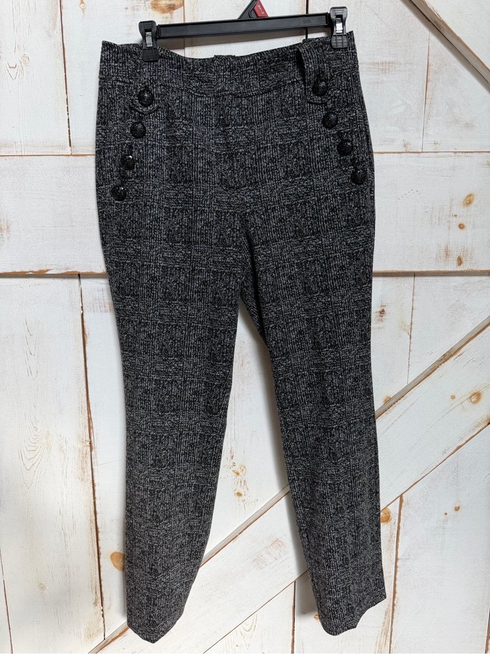White House Black Market Charcoal Gray Textured Straight-Leg Pants